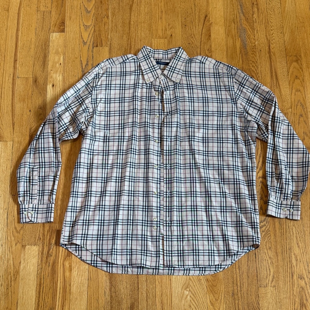 Burberry Men's Plaid Button-Up Shirt Size XL